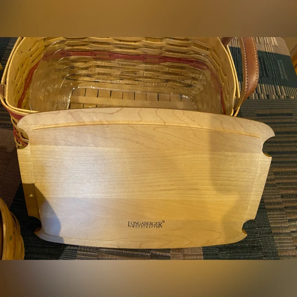 Vintage Longaberger baskets, lot of 5, Christmas collection, reds, 1992-2002